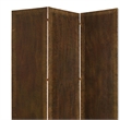 Benjara Metal 3 Panel Screen with Textured Nub Head Accent Borders- Brown