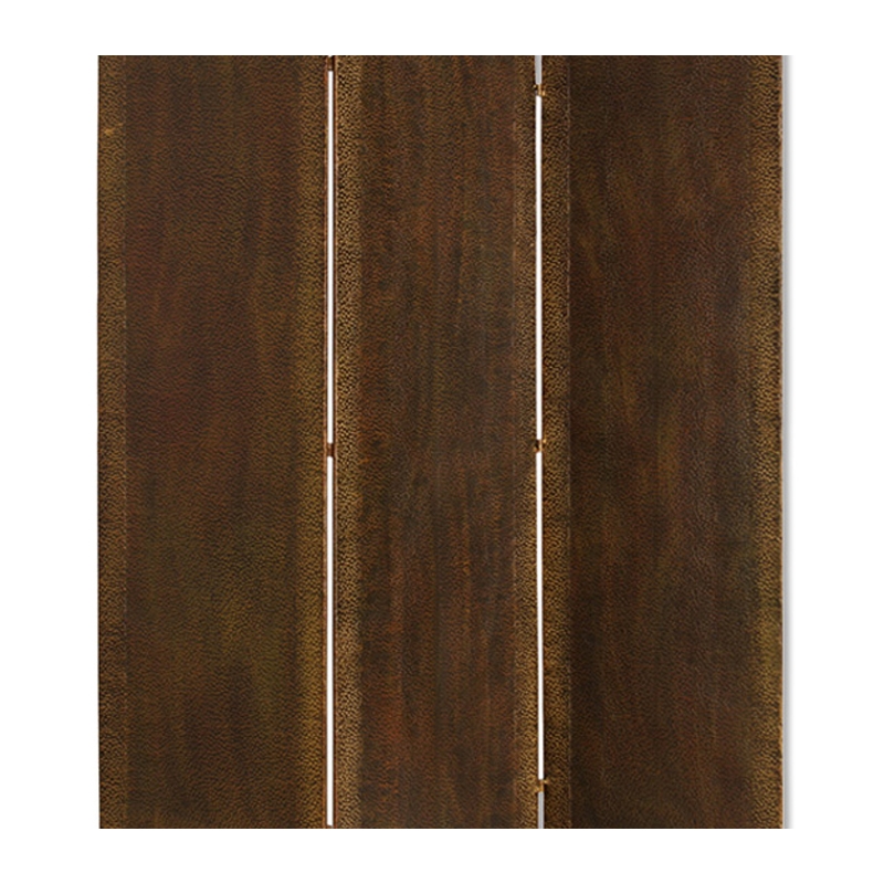 Benjara Metal 3 Panel Screen with Textured Nub Head Accent Borders- Brown