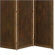 Benjara Metal 3 Panel Screen with Textured Nub Head Accent Borders- Brown