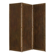 Benjara Metal 3 Panel Screen with Textured Nub Head Accent Borders- Brown