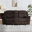 Benjara Velvet Upholstered Loveseat with USB Docks and Storage Console- Gray