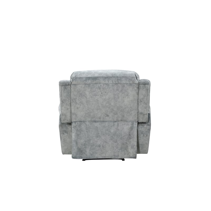 Benjara Fabric Upholstered Recliner Chair with USB Charging Docks- Gray