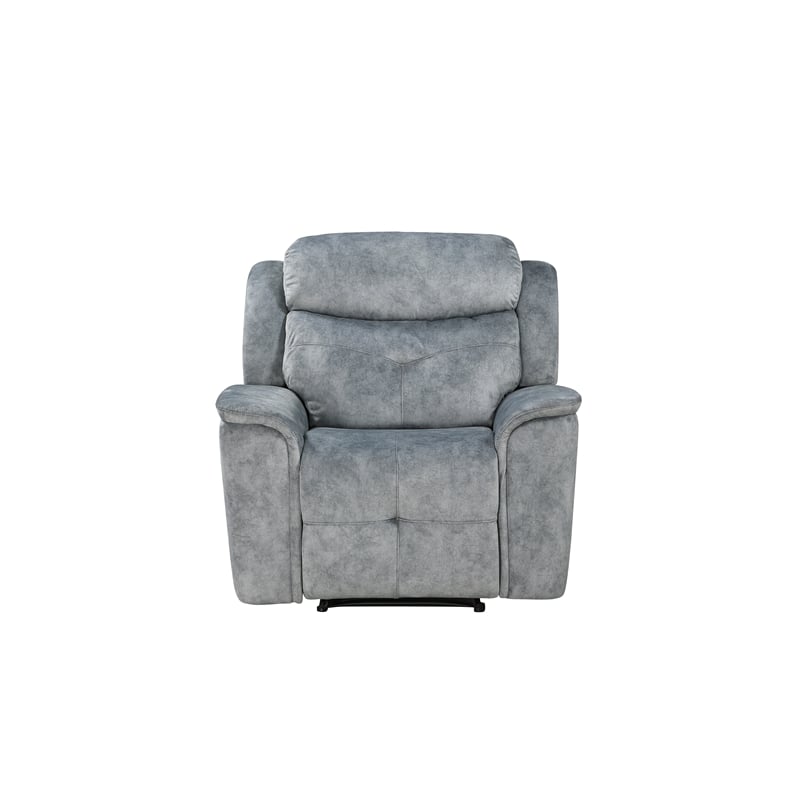 Benjara Fabric Upholstered Recliner Chair with USB Charging Docks- Gray