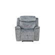 Benjara Fabric Upholstered Recliner Chair with USB Charging Docks- Gray