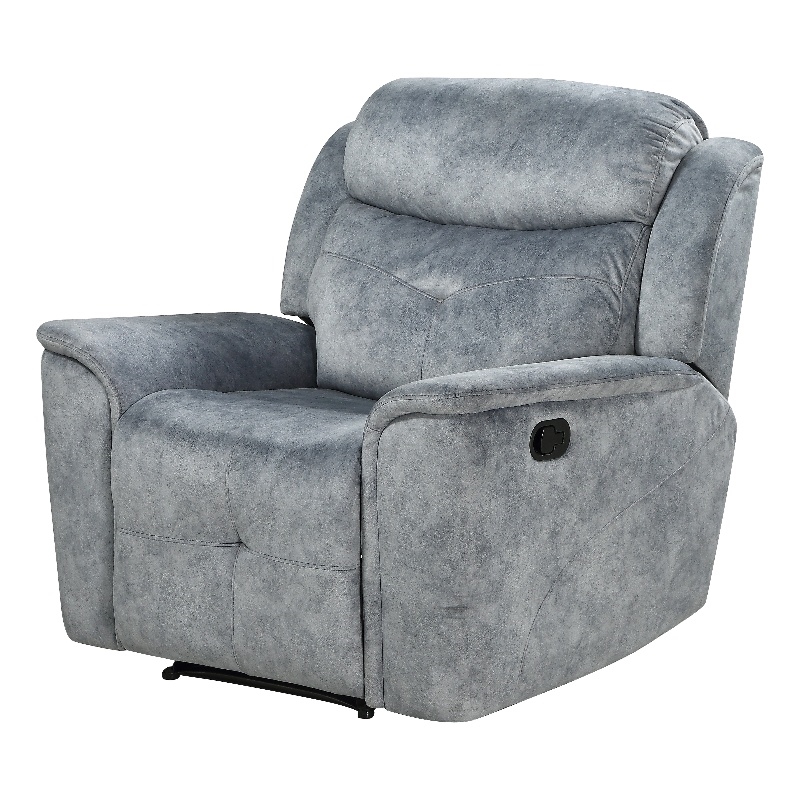 Benjara Fabric Upholstered Recliner Chair with USB Charging Docks- Gray