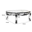 Benjara Handcrafted Wooden Coffee Table with Engravings-Antique White and Gold