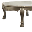 Benjara Handcrafted Wooden Coffee Table with Engravings-Antique White and Gold