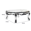 Benjara Handcrafted Wooden Coffee Table with Engravings-Antique White and Gold