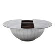 Benjara Industrial Style Drum Shape Wooden Coffee Table with Storage- Silver