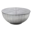 Benjara Industrial Style Drum Shape Wooden Coffee Table with Storage- Silver