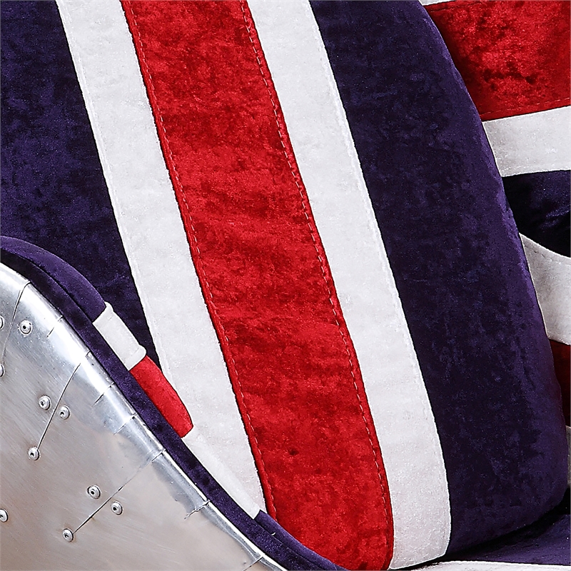 Benjara Union Jack Swivel Balloon Chair with Aluminum Patchwork- Multicolor
