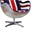 Benjara Union Jack Swivel Balloon Chair with Aluminum Patchwork- Multicolor
