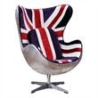 Benjara Union Jack Swivel Balloon Chair with Aluminum Patchwork- Multicolor
