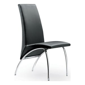 Benjara Cai 17&quot Accent Chair (Set of 2)- Chrome Legs- Vegan Faux Leather- Black