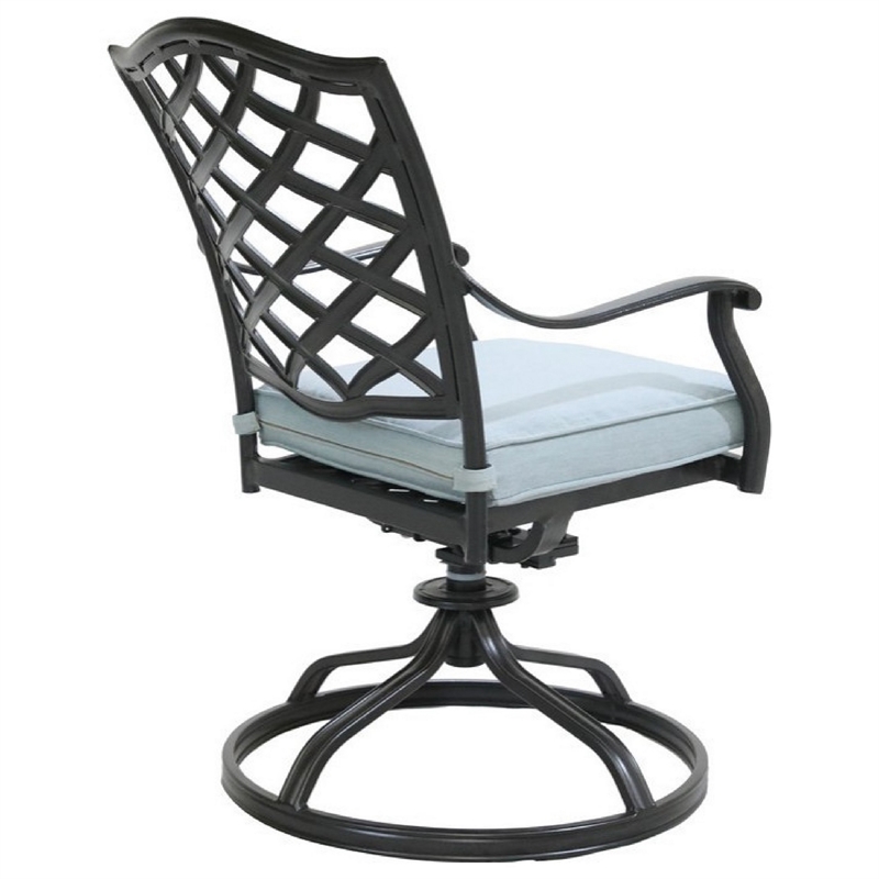 Benjara Wynn Outdoor Metal Dining Swivel Chair (Set of 2)- Light Blue