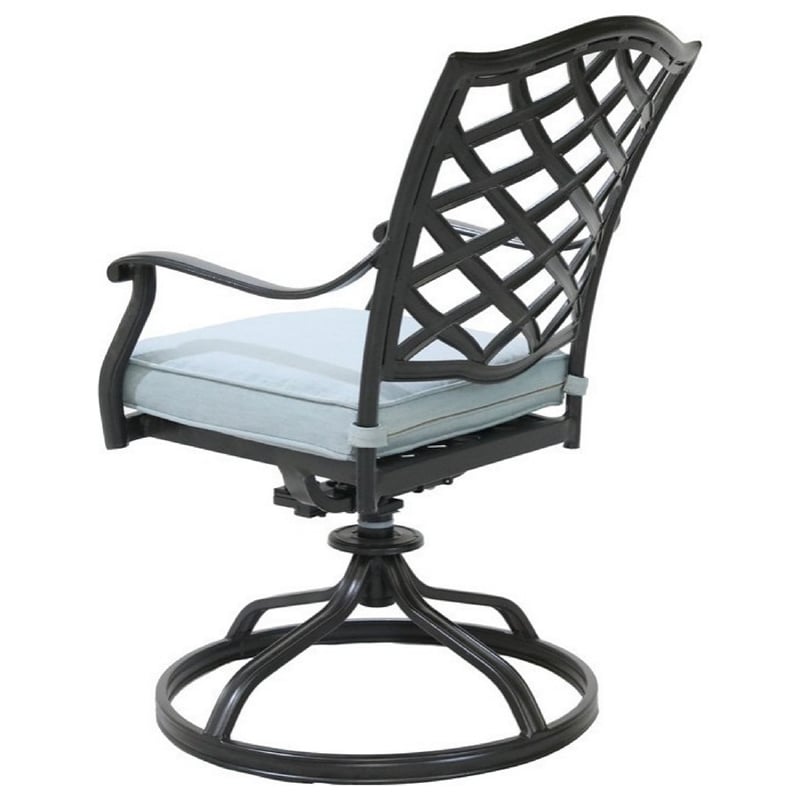 Benjara Wynn Outdoor Metal Dining Swivel Chair (Set of 2)- Light Blue