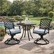 Benjara Wynn Outdoor Metal Dining Swivel Chair (Set of 2)- Light Blue
