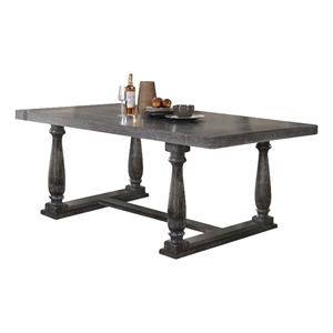 Benjara Transitional Style Wooden Dining Table with Trestle Base- Gray