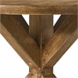 Benjara Round Wooden Table with Pedestal Base- Weathered Oak Brown