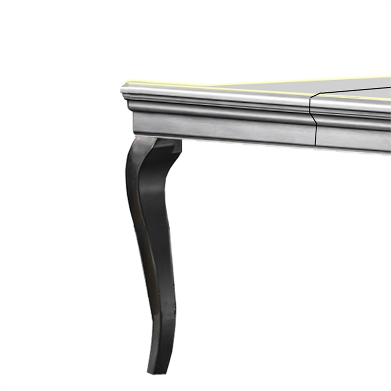 Benjara Wood and Mirror Dining Table with Extendable Leaf- Gray and Silver