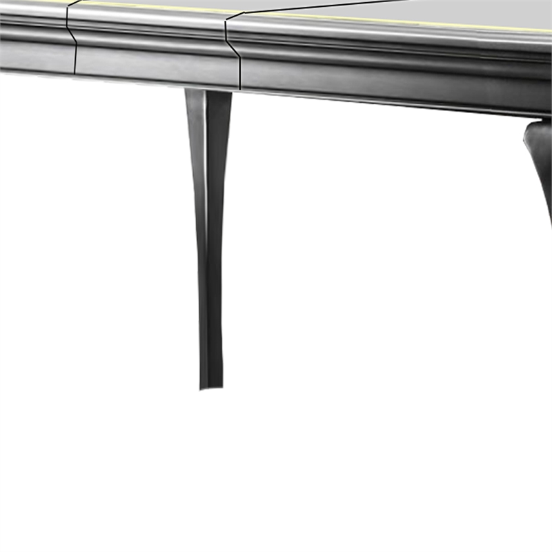 Benjara Wood and Mirror Dining Table with Extendable Leaf- Gray and Silver