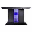 Benjara Wooden Dining Table with Pedestal Base Legs and LED Light- Black