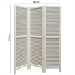 Benjara 3 Panel Foldable Wooden Shutter Screen with Straight Legs- White