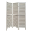 Benjara 3 Panel Foldable Wooden Shutter Screen with Straight Legs- White