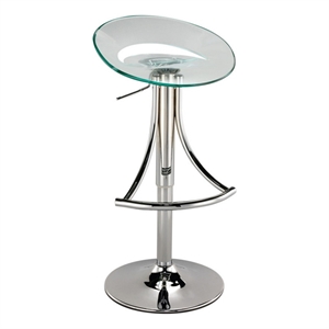 Benjara Vera 19-29&quot Counter Height Stool- Round Swivel Adjustable- Chrome Clear