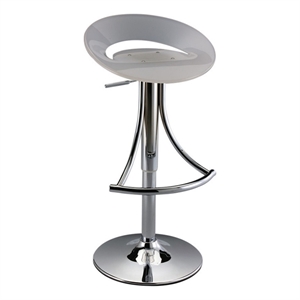 Benjara Vera 19-29&quot Counter Height Stool- Round Swivel Adjustable- Chrome White
