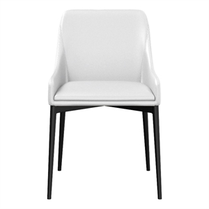 Benjara Zvi 21&quot Cushioned Dining Chair (Set of 2)- Sloped Arms- White- Black
