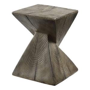 Benjara 17&quot Accent Table- Heavy-Duty Durability Cement- Weathered Oak Brown