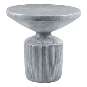 Benjara Lylie 30&quot Side End Table- Round Naturalistic Design- Gray Cement