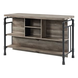 Benjara 59&quot Kitchen Isl& with 2 Shelves- Industrial Antique Oak Brown- Gray