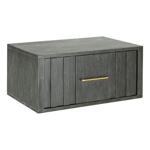 Benjara Cid Lime 27&quot Nightstand- 1 Drawer- Brass Handles- Acacia Wood- Gray