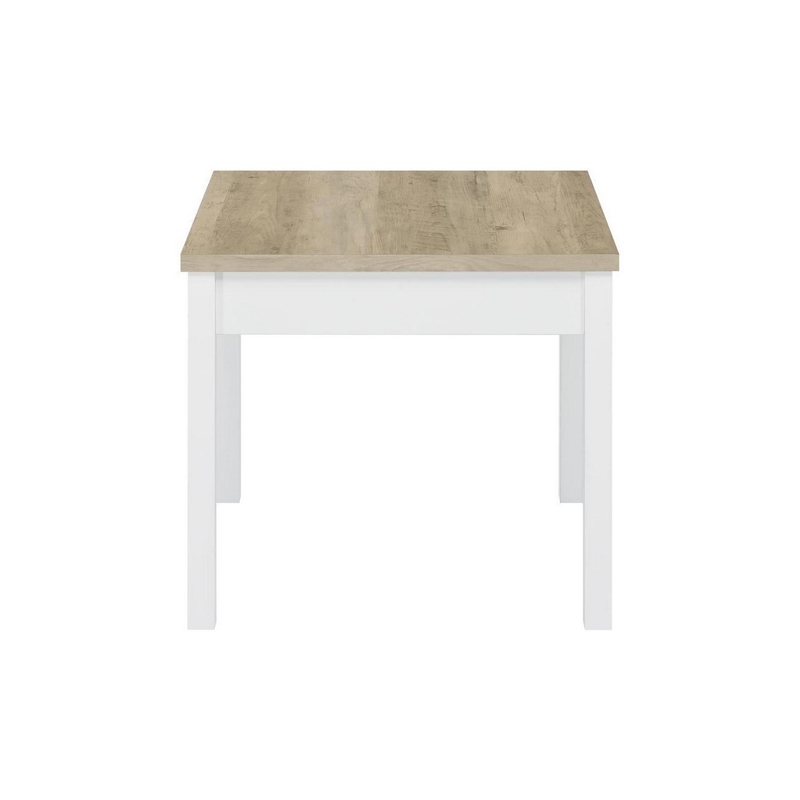 Benjara Jessie 3pc Coffee and End Table Set- Modern Light Brown Top- White Frame