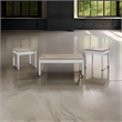 Benjara Jessie 3pc Coffee and End Table Set- Modern Light Brown Top- White Frame