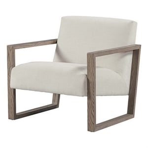 Benjara Cvi 31&quot Armchair- Cushioned Seat- Taupe Framed Legs- Beige Upholstery