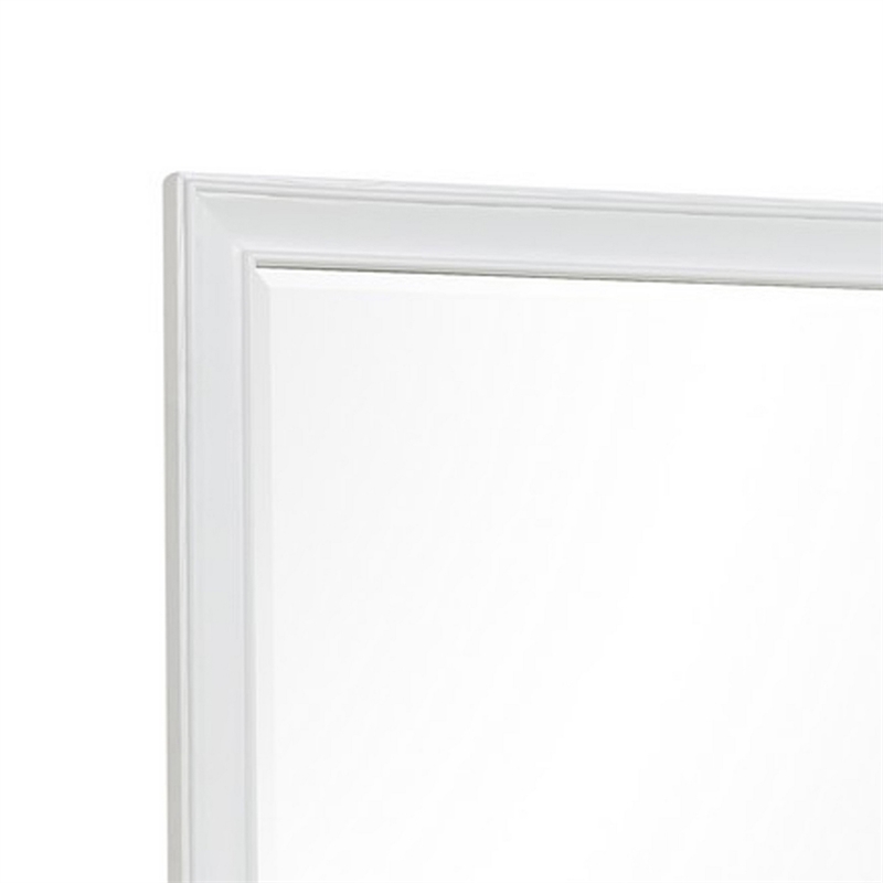 Benjara Limi 37 x 43 Dresser Mirror- Modern Wood Frame- White Brushed Finish