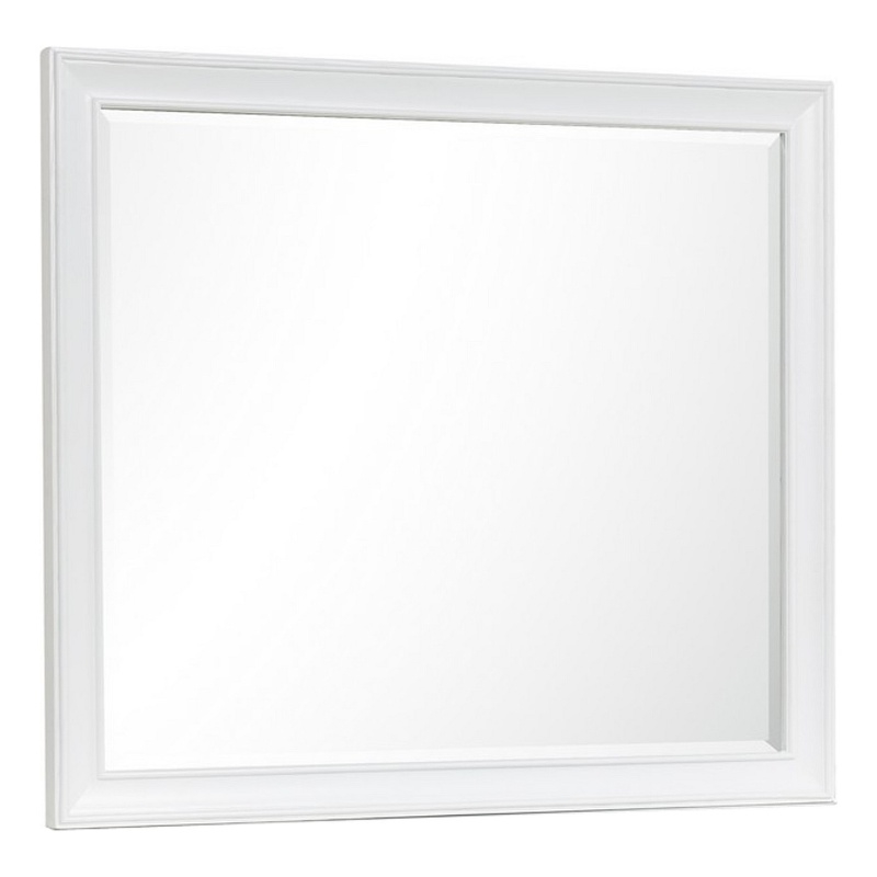 Benjara Limi 37 x 43 Dresser Mirror- Modern Wood Frame- White Brushed Finish