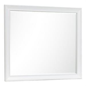 Benjara Limi 37 x 43 Dresser Mirror- Modern Wood Frame- White Brushed Finish