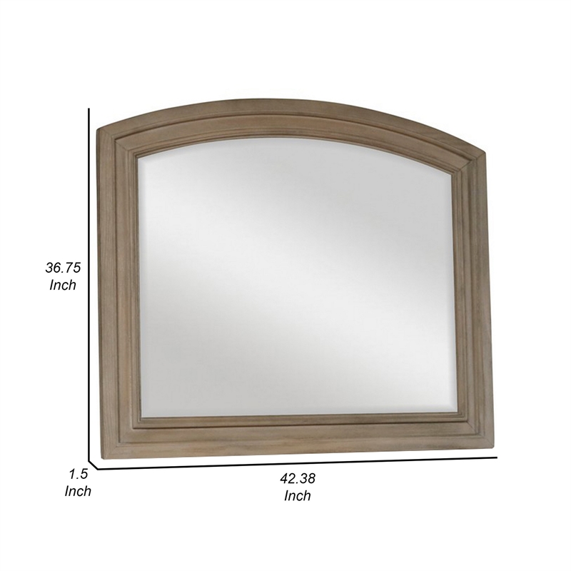 Benjara Jira 37 x 42 Dresser Mirror- Arched Curve- Multistep Brushed- Gray Wood