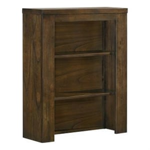 Benjara Maryl 26&quot Pier Bookcase with 2 Shelves- Solid Wood- Antique Oak Brown