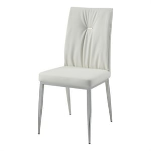Benjara Kami 22&quot Dining Chair (Set of 2)- Tufted Backrest- Beige and Chrome