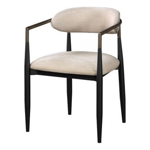 Benjara Jerry 23&quot Dining Chair (Set of 2)- Fabric Upholstered- Beige & Black