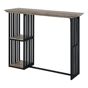 Benjara Nori 47&quot Counter Height Table- 2 Shelves- Antique Oak Brown & Black