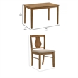 Benjara 5 Piece Dining Table Set with 4 Chairs- Rubberwood- Weathered Oak