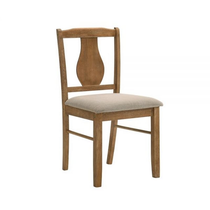 Benjara 5 Piece Dining Table Set with 4 Chairs- Rubberwood- Weathered Oak