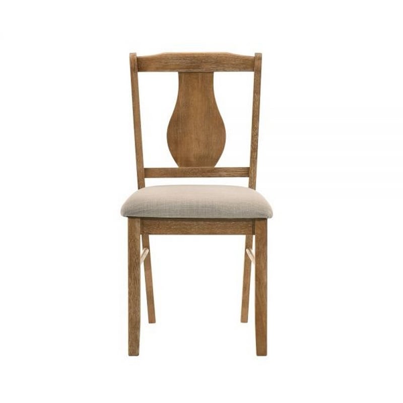 Benjara 5 Piece Dining Table Set with 4 Chairs- Rubberwood- Weathered Oak