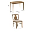 Benjara 5 Piece Dining Table Set with 4 Chairs- Rubberwood- Weathered Oak